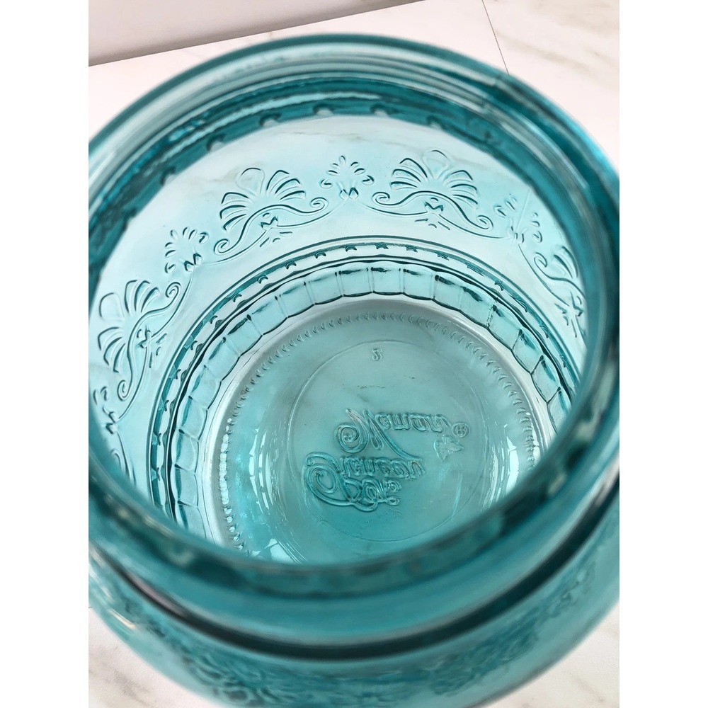 The Pioneer Woman Cassie Embossed Glass Replacement Canister Large 8" Teal Blue - Picture 5 of 6